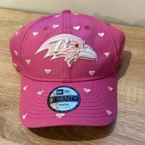Ravens New Era Youth Pink Heart-Embroidered Cap